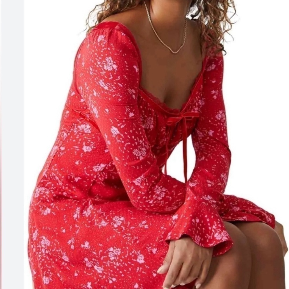Free People Tess Dress Red and Pink women’s size XS - Picture 2 of 12